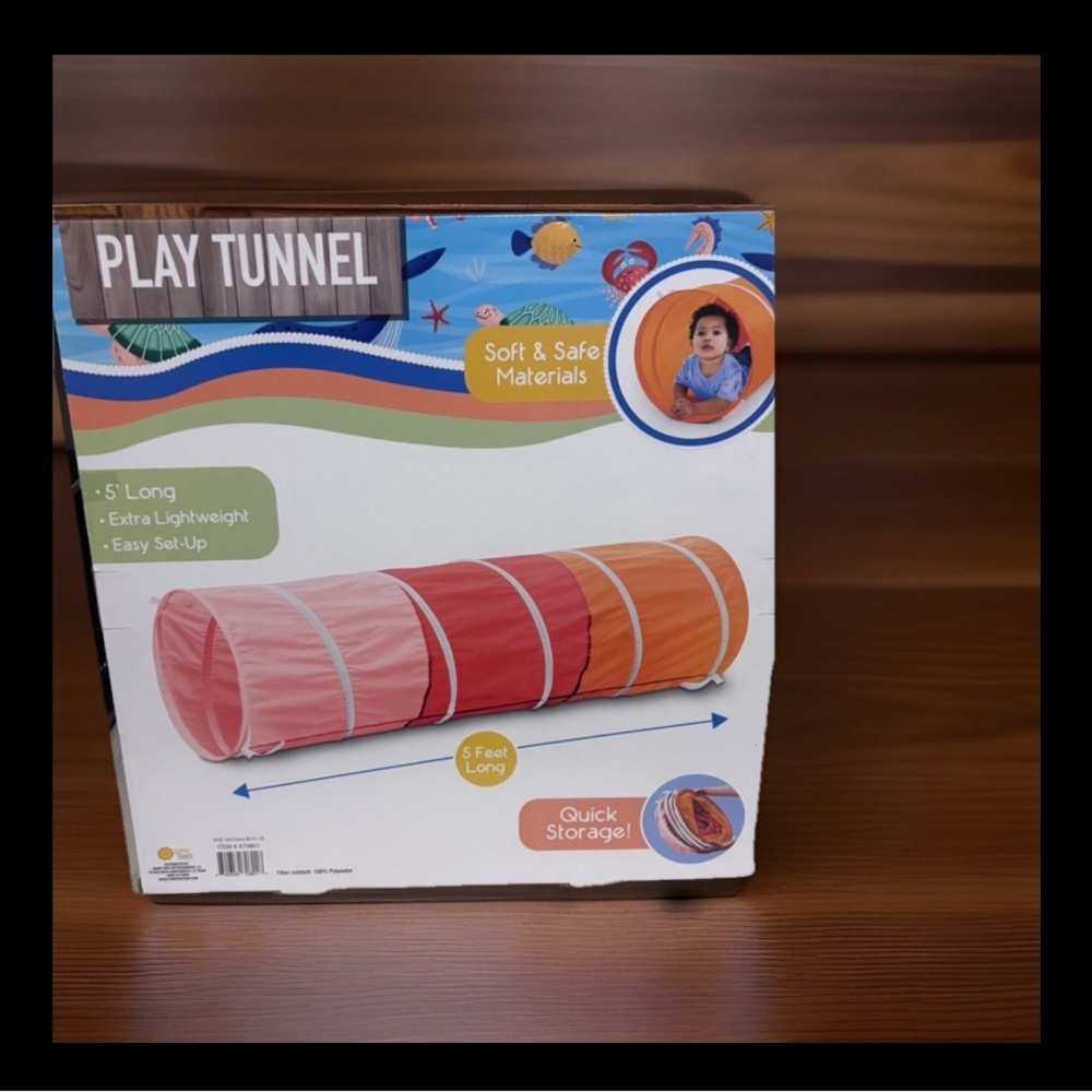 Kids Play Tunnel - Pink, Red & Orange Crawl Tube